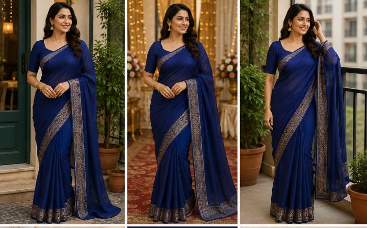 Royal Blue Elegance Saree with Blouse