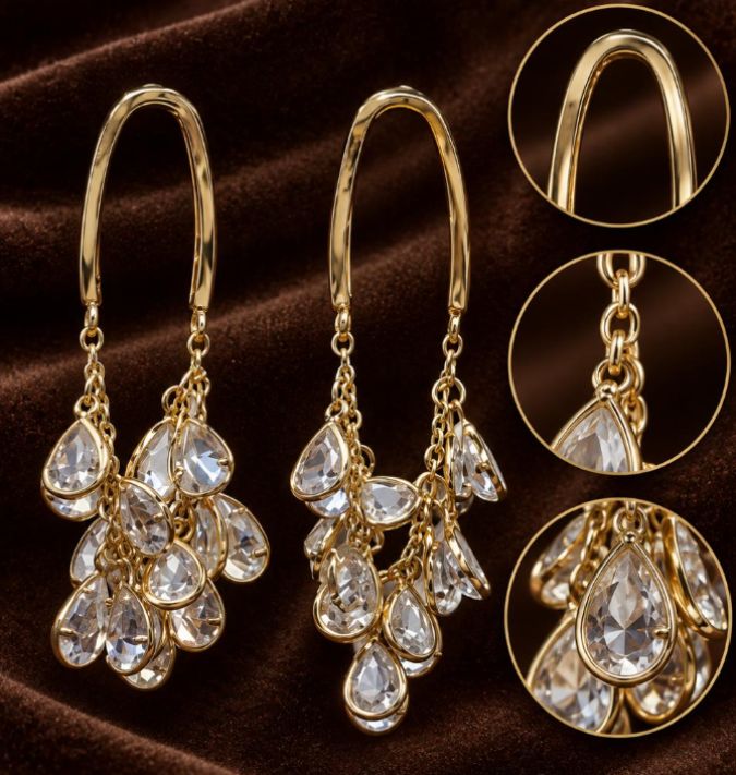 Gold Plated Crystal Drop Earrings