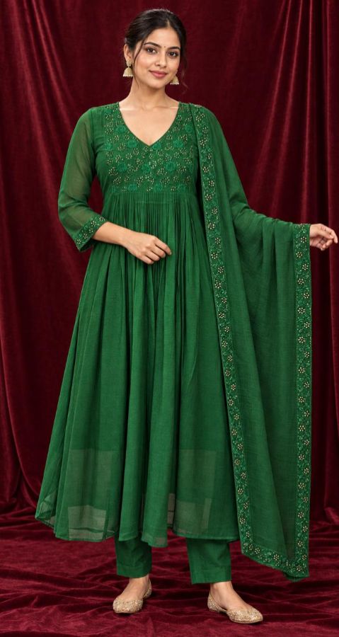 3 PC SET with Gold and Green Embroidery