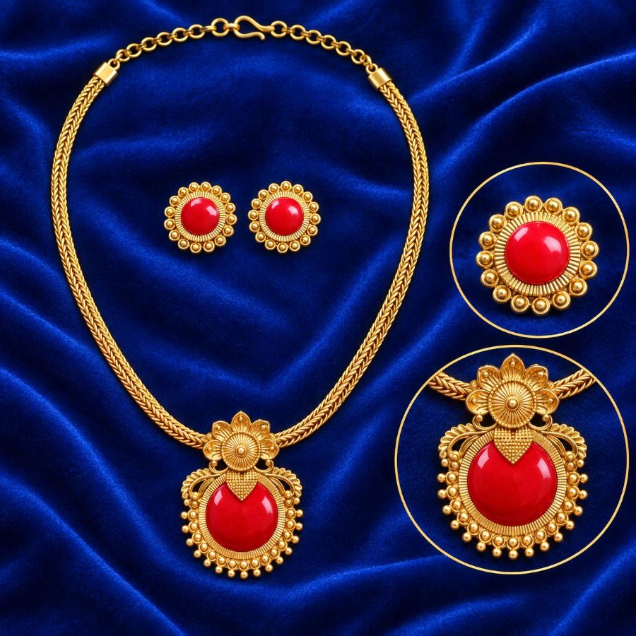 Palakka Pendant Necklace with matching earrings