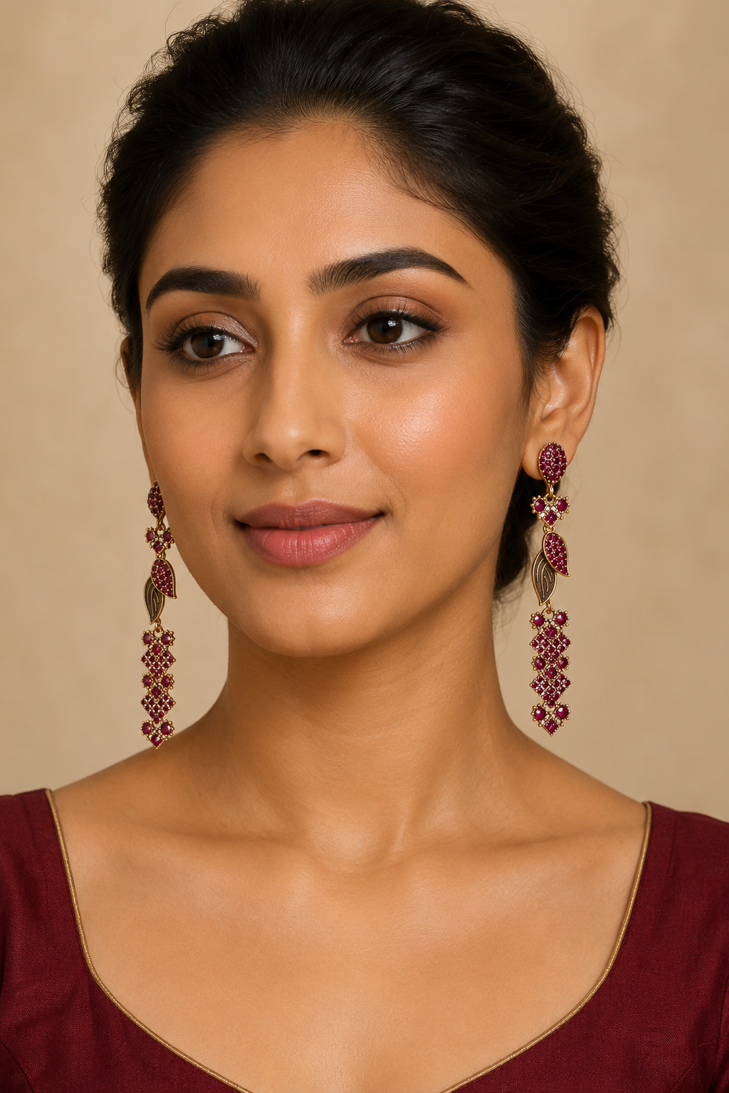 Elegant Ruby Red Dangle Earrings