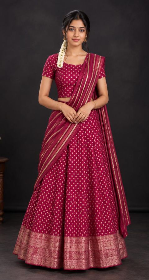 LADIES DHAVANI - RANI PINK