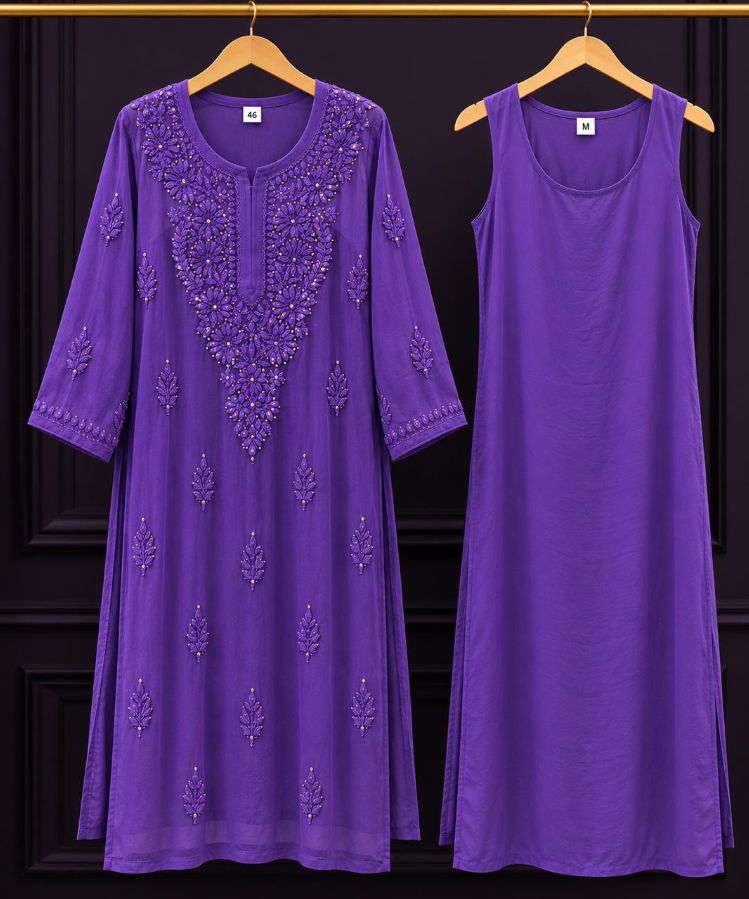 ROYAL PURPLE COLORED VISCOSE CHIKANKARI (PD-0022)