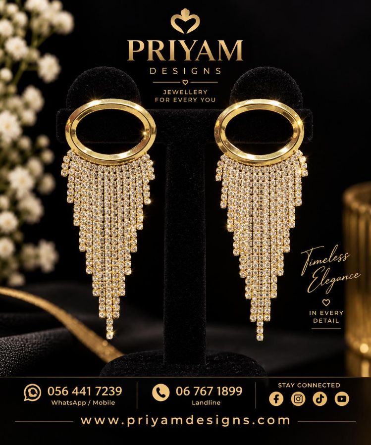 Gold-Toned Rhinestone Fringe earrings