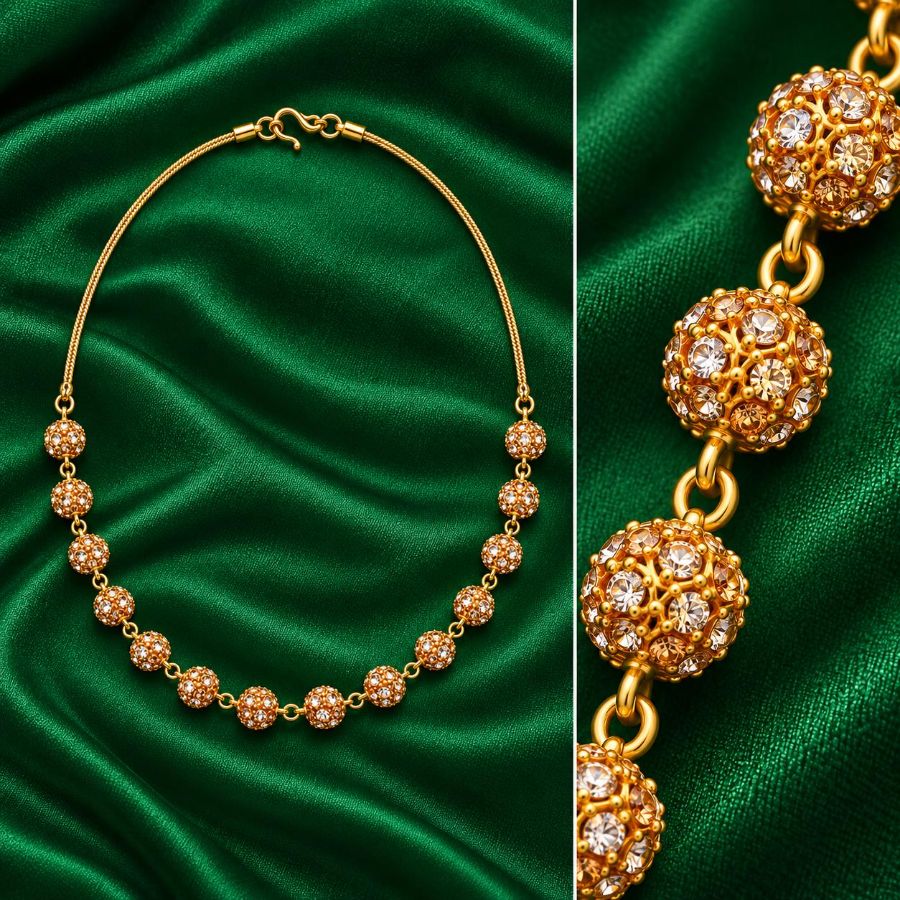 Gold beaded necklace