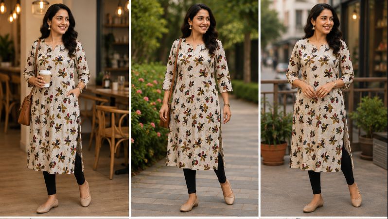 Botanical Bloom Printed Single PC Kurti