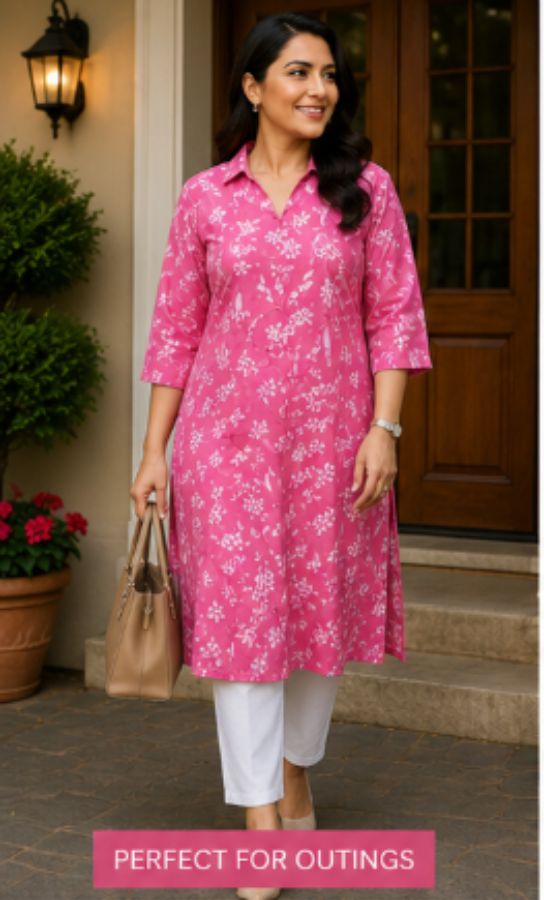 Floral Charm Pink Single PC Kurti