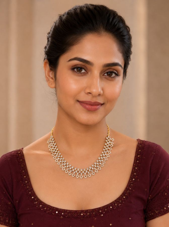 Gold-Tone Geometric Crystal Necklace