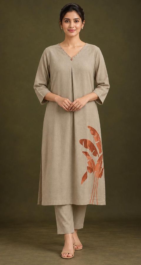 Elegant Taupe Single-Piece Kurti