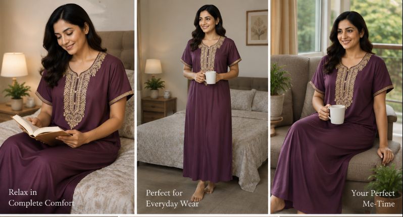 Alpine Slim Cut Nighty - Plum / Deep Mauve