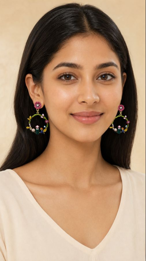 Colourful Garden Vine Hoop Earrings