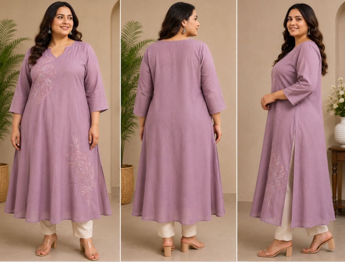 FLARE KURTI - LIGHT PINK - PLUSSIZE