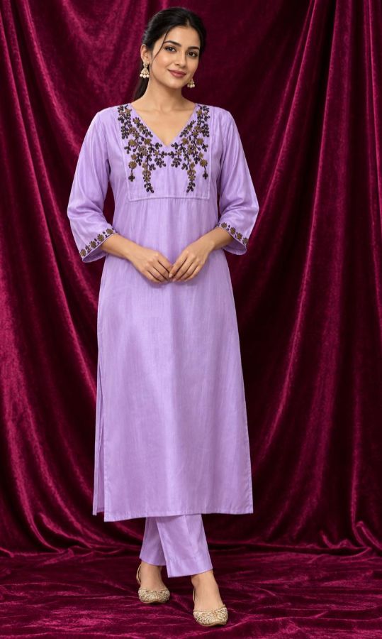 Lavender Grace Embellished Single PC Kurti