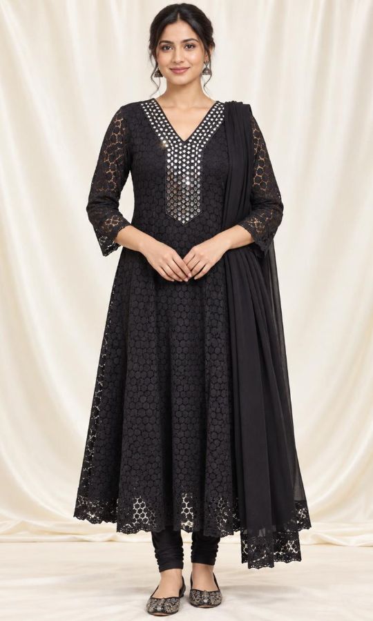 Black Top with Mirror work & Shawl
