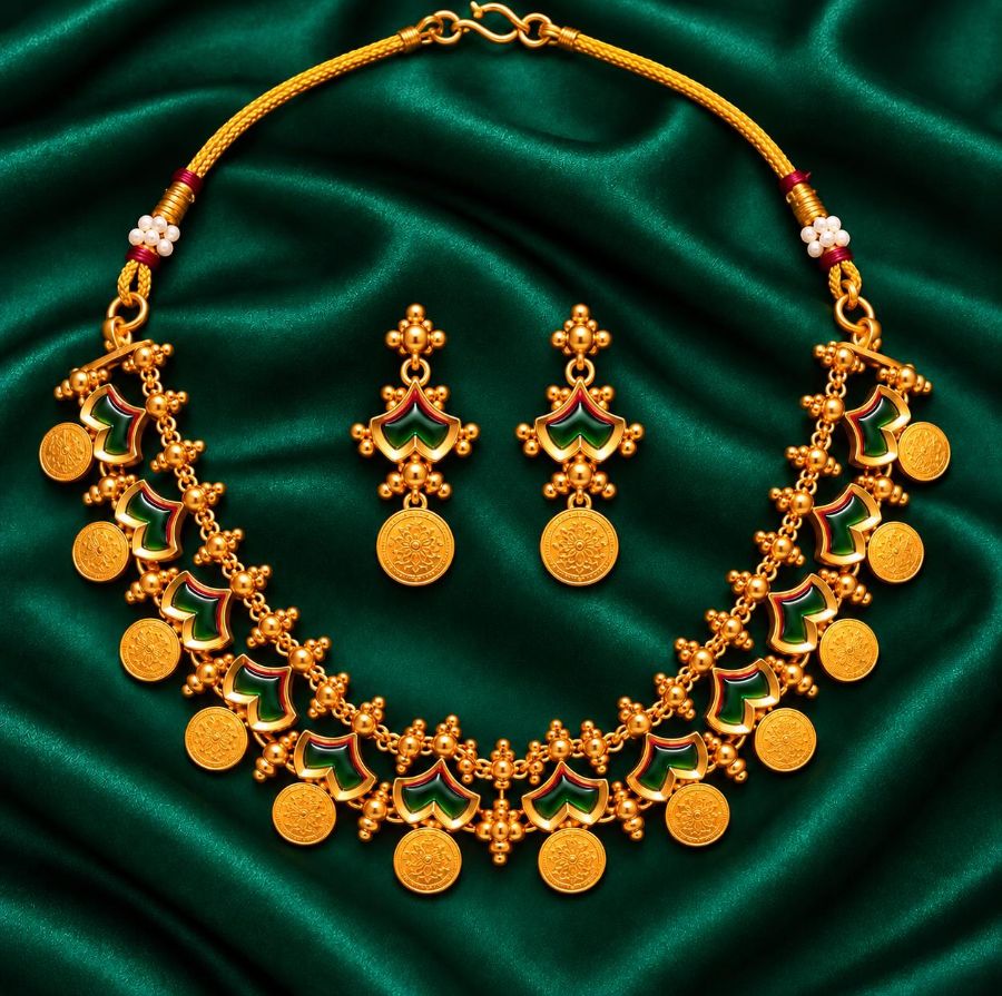 South Indian Necklace with Matching Earrings