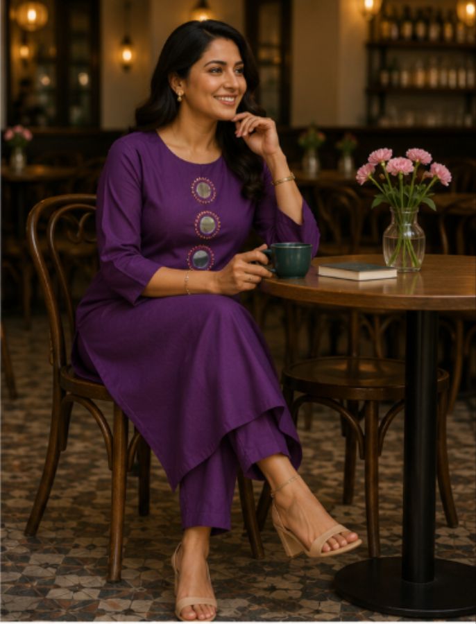 Plum Elegance Mirror Accent Co-ord Set