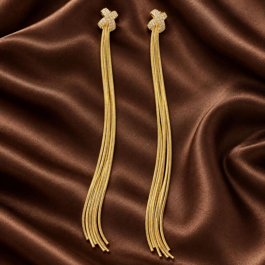 Elegant Gold Long Chain Earrings