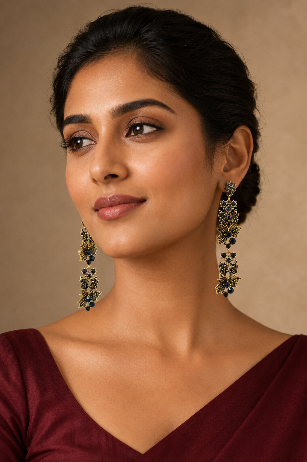 Gold Plated Floral Drop Earrings