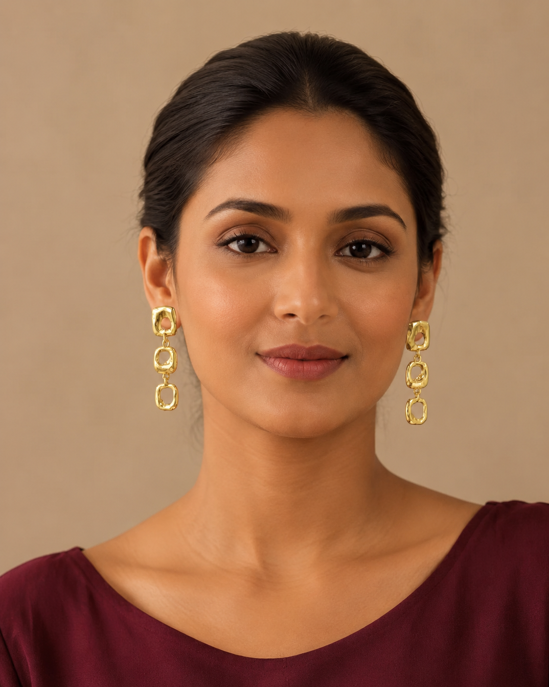 Gold-Plated Geometric Dangle Earrings