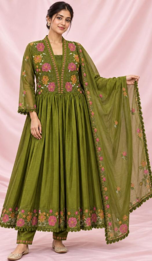 3 PC SET with Multi-Colored Floral Embroidey