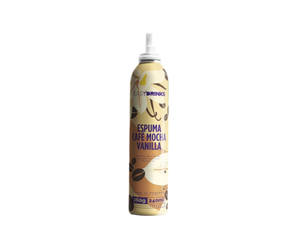 ESPUMA EASY DRINKS: SABOR CAFE MOCHA E VANILLA SPRAY - 260G

