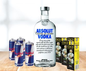 Combo Absolut 1l- 4 Gelos de sabor+4 Redbull