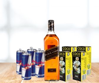 Combo Black Label+ 4 Gelos de coco+4 Redbull