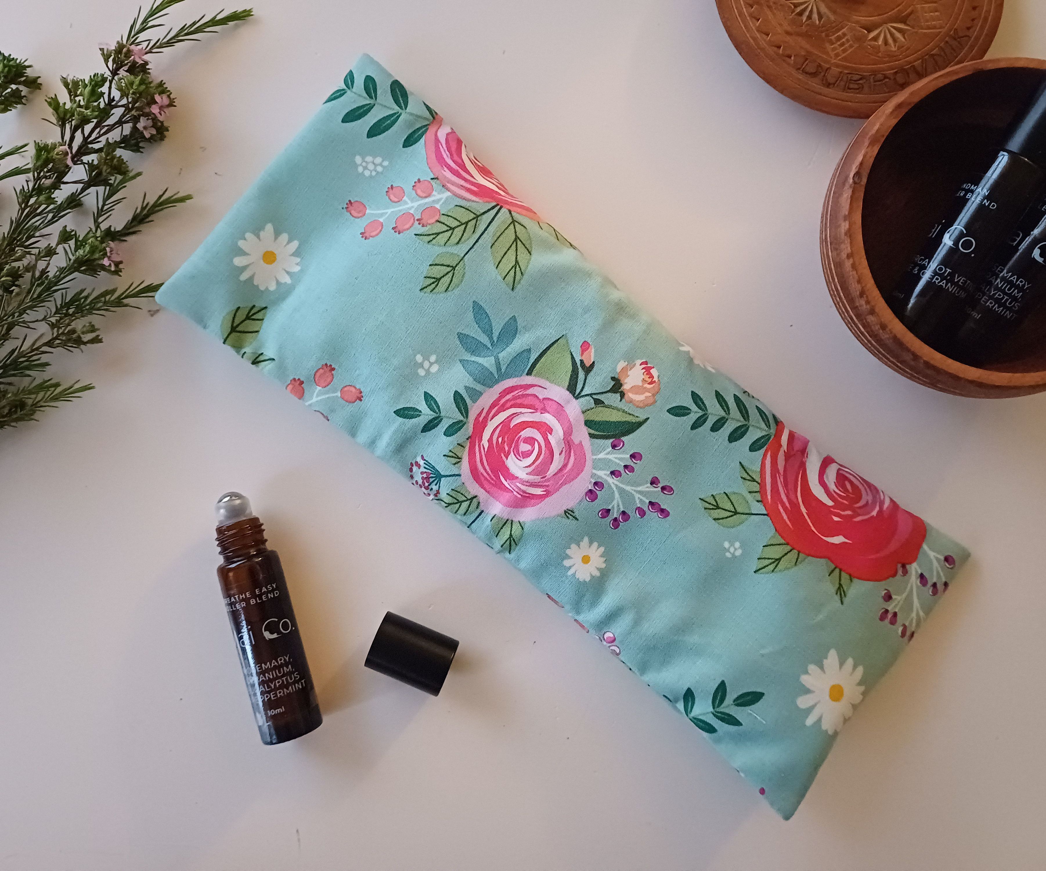 Eye Pillows - with Flax seed - Rose garden