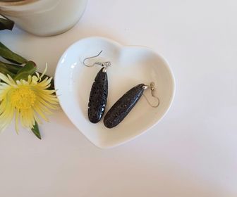 Diffuser Jewellery Earrings with Long Black lava beads 