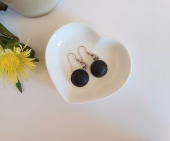 Diffuser Jewellery Earrings with Round Black lava beads