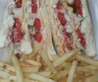 Chicken sandwich with fries