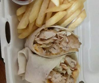 Chicken wrap with fries