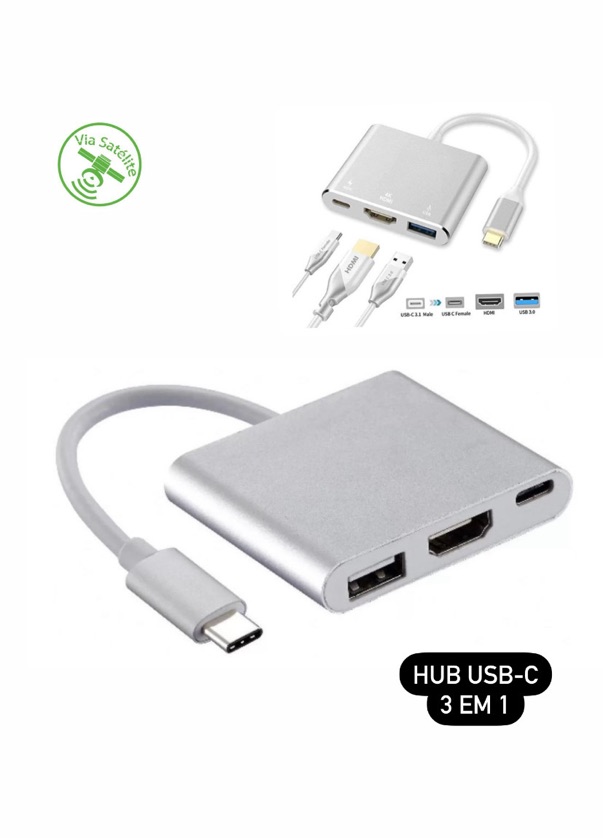 HUB USB-C 3 EM 1 (ATÉ 100W) - MARCA: MXT REF: 1.2.122