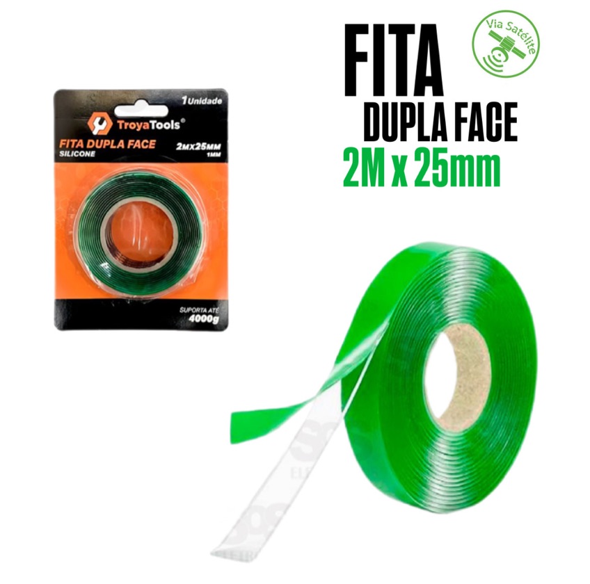 FITA DUPLA FACE SILICONE 2M X 25MM - REF: TRY-0110