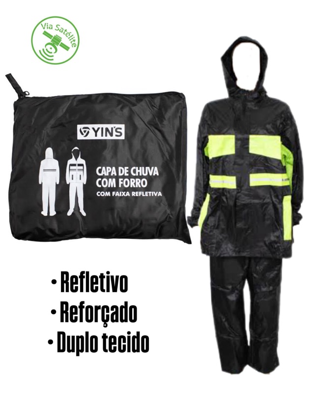 CAPA DE CHUVA PARA MOTOQUEIRO DUPLO TECIDO REFORÇADO - REF: YS35025