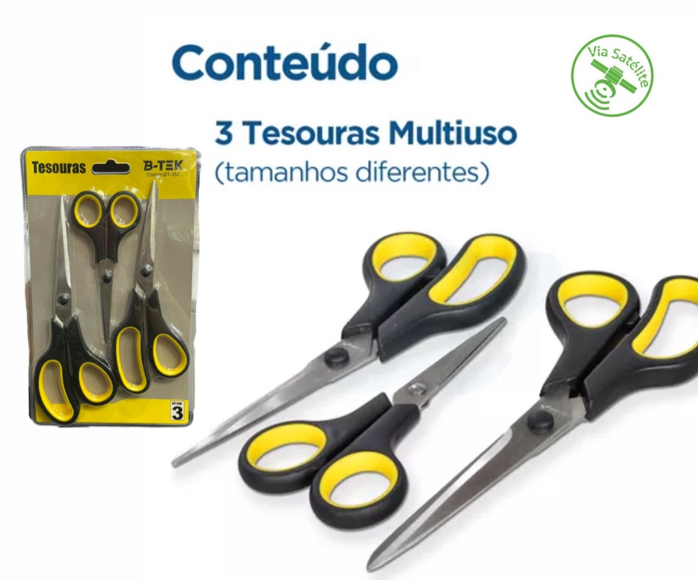 CONJUNTO COM 3 TESOURAS - MARCA: B-MAX REF: BT-352