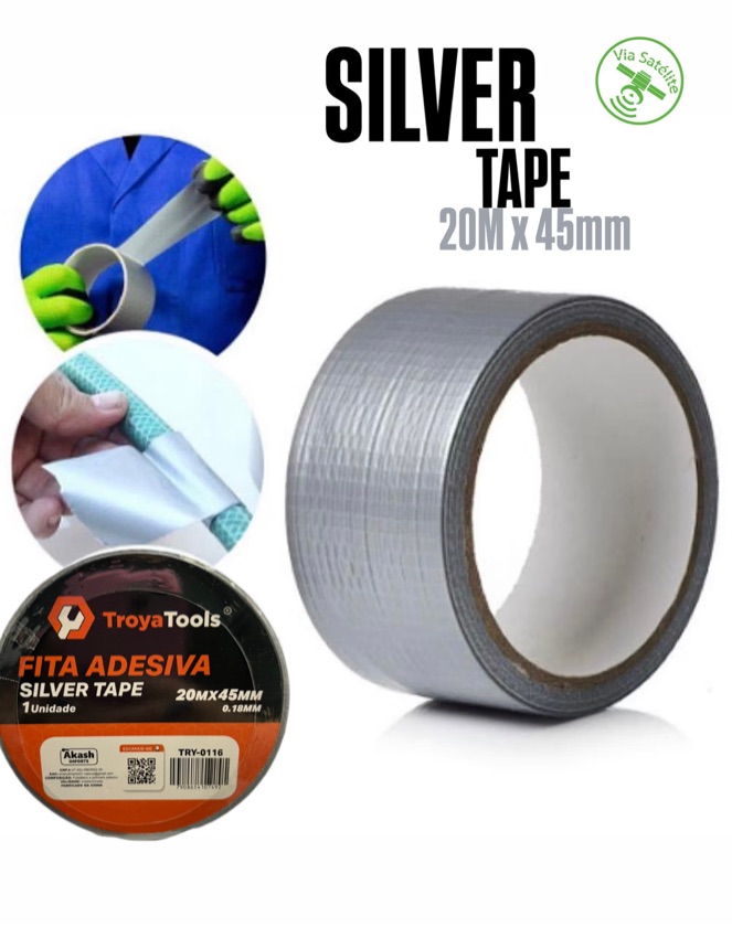 FITA ADESIVA SILVER TAPE 20M X 45mm - REF: TRY-0116