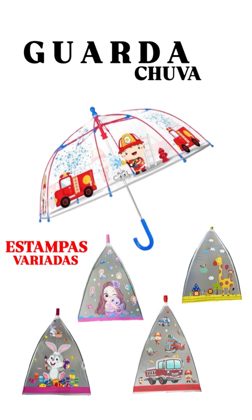 GUARDA CHUVA INFANTIL COM ESTAMPAS - MARCA: MAXMIDIA REF: MAX-GC9887