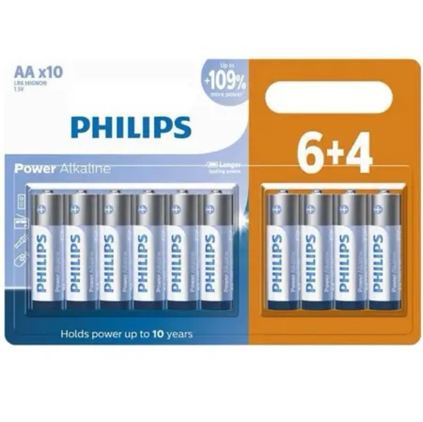 PILHA PHILIPS ALCALINA AA COM 10 UNIDADES