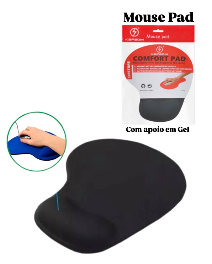 MOUSE PAD COM APOIO EM GEL - MARCA: KAPBOM REF: KA-600