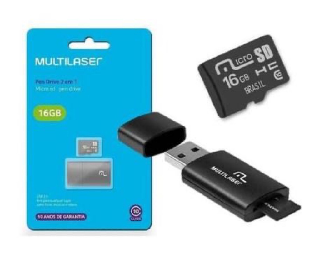 CARTÃO DE MEMÓRIA 16GB KIT 2X1 CLASSE 10 - MARCA: MULTILASER