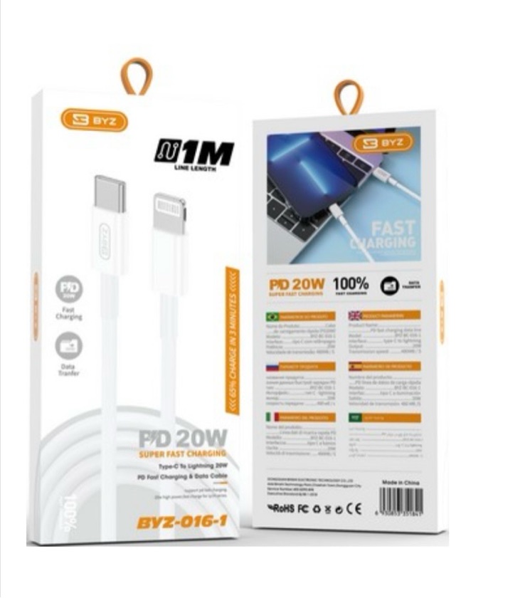 CABO IPHONE X TIPO C (20W DE POTENCIA) - MARCA: BYZ REF: BYZ-016-1 