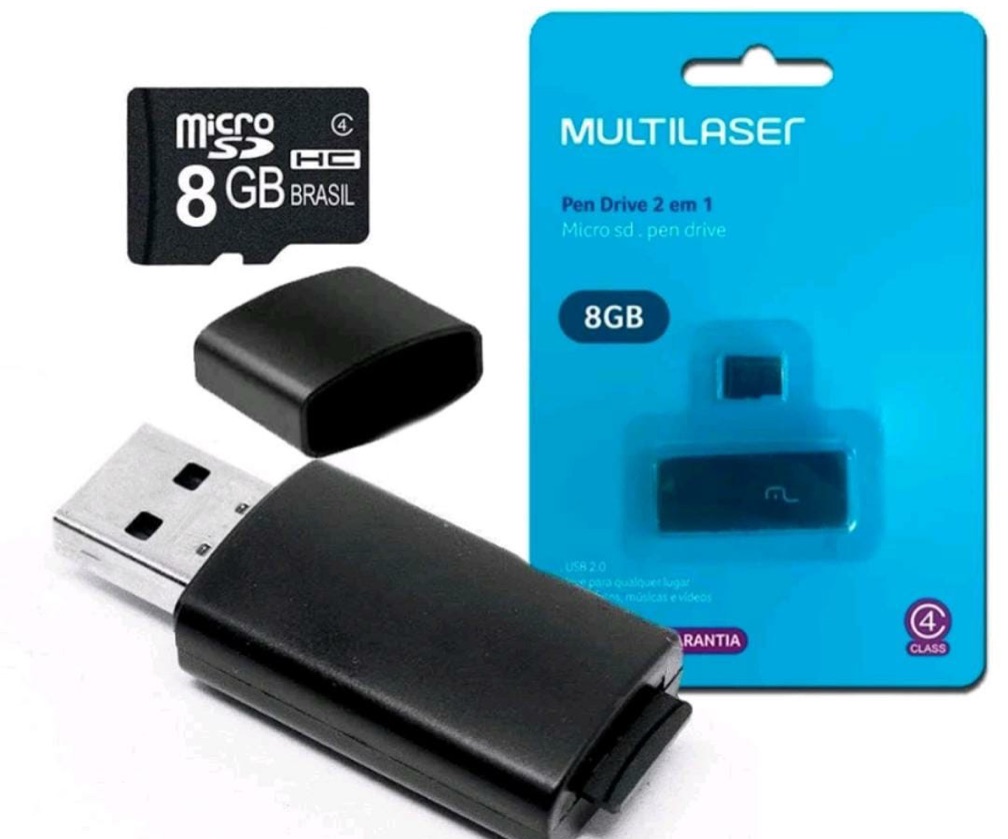 CARTÃO DE MEMÓRIA 8GB KIT 2X1 CLASSE 10 - MARCA: MULTILASER