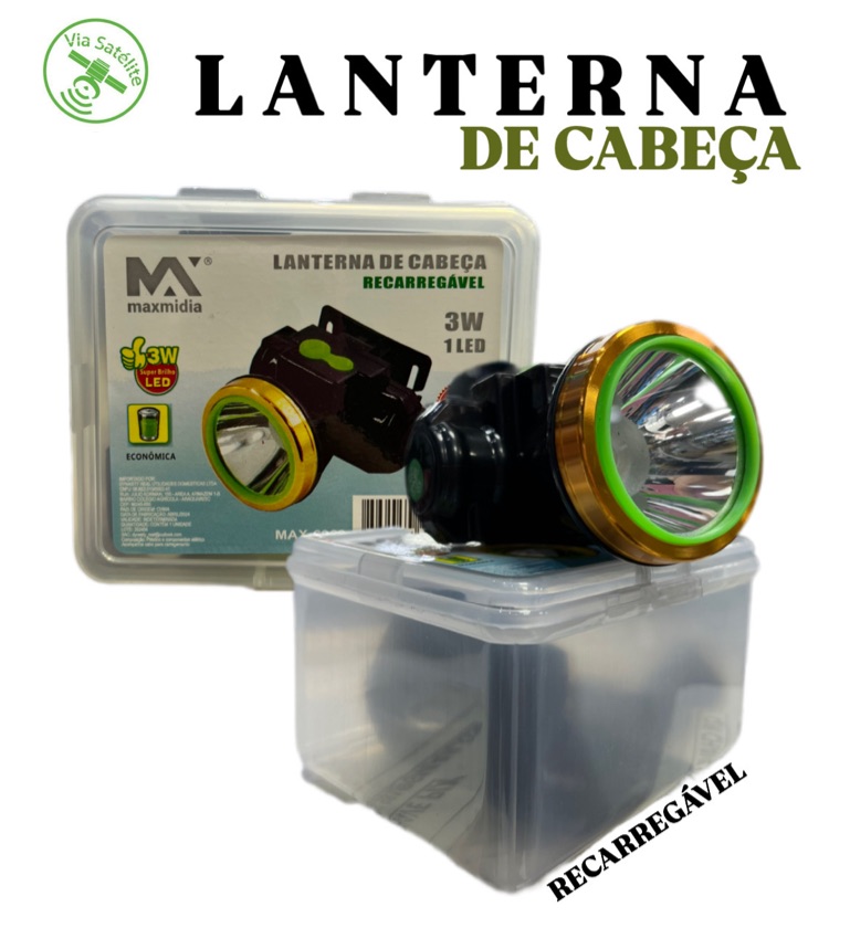 LANTERNA DE CABEÇA 3W - MARCA: MAXMIDIA REF: MAX-6969