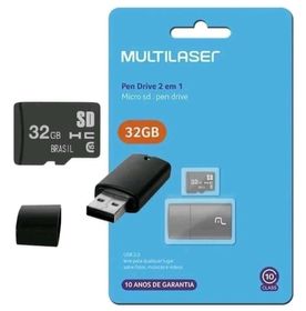 CARTÃO DE MEMÓRIA 32GB KIT 2X1 CLASSE 10 - MARCA: MULTILASER