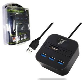 HUB E LEITOR DE CARTÃO 3 PORTAS USB + 4 PORTAS DE CARTÃO - MARCA: X-CELL REF: XC-HUB-8