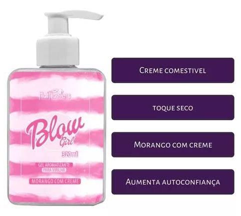 Blow Girl Creme Hidratante Corporal Beijável Para Virilha, Axilas e Coxas Morango Com Creme 320ml