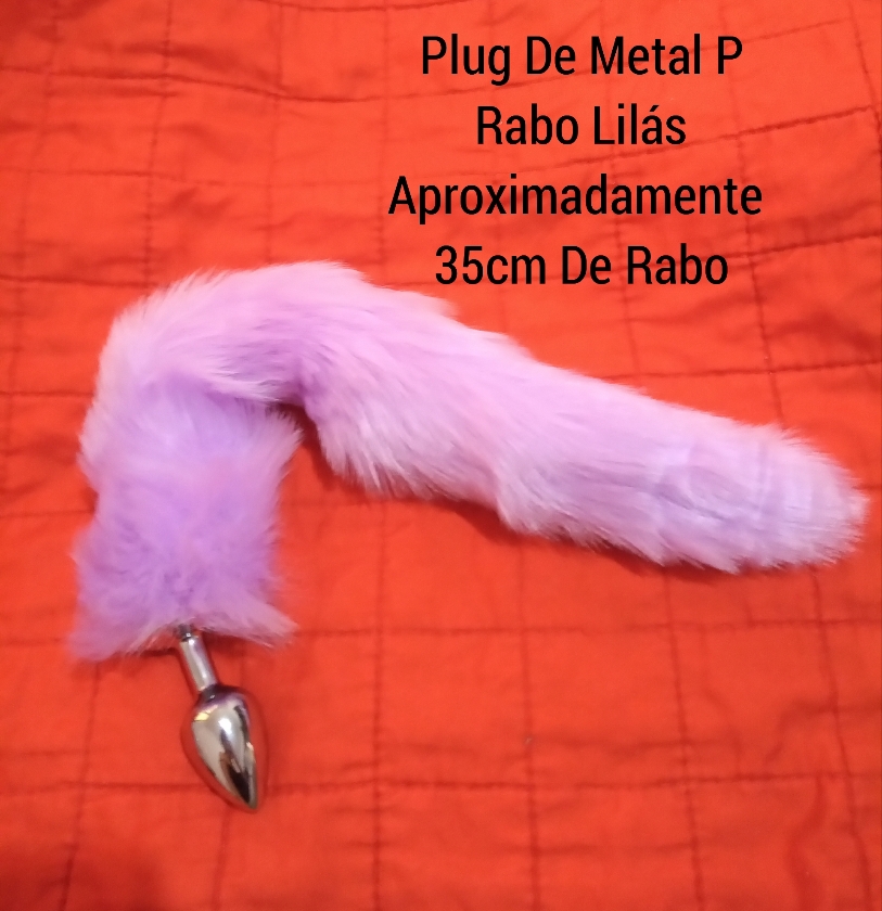 Plug De Metal P Com Rabo Lilás 35cm Aproximadamente De Rabo