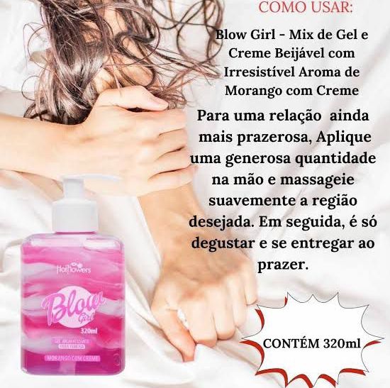 Blow Girl Creme Hidratante Corporal Beijável Para Virilha, Axilas e Coxas Morango Com Creme 320ml