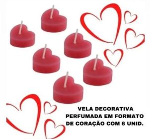 Velas Aromáticas em formato de coração 6 unidades